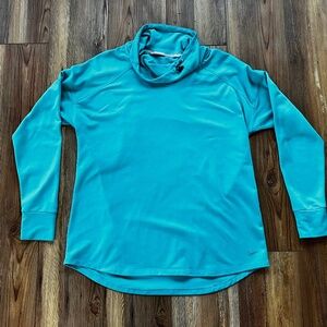 Nike DriFit Shirt Women's Large Blue Cowl Neck Long Sleeve Running Athletic Gym